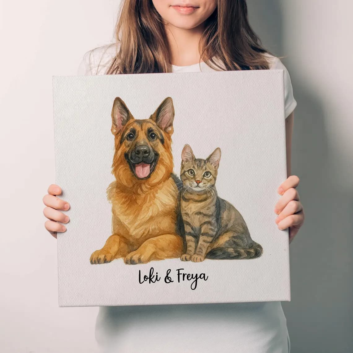 Hand drawn pet watercolor painting